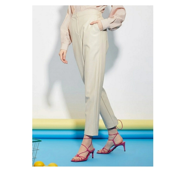 Beige Trousers Outlet Faux Leather pants - Picture 3 of 16